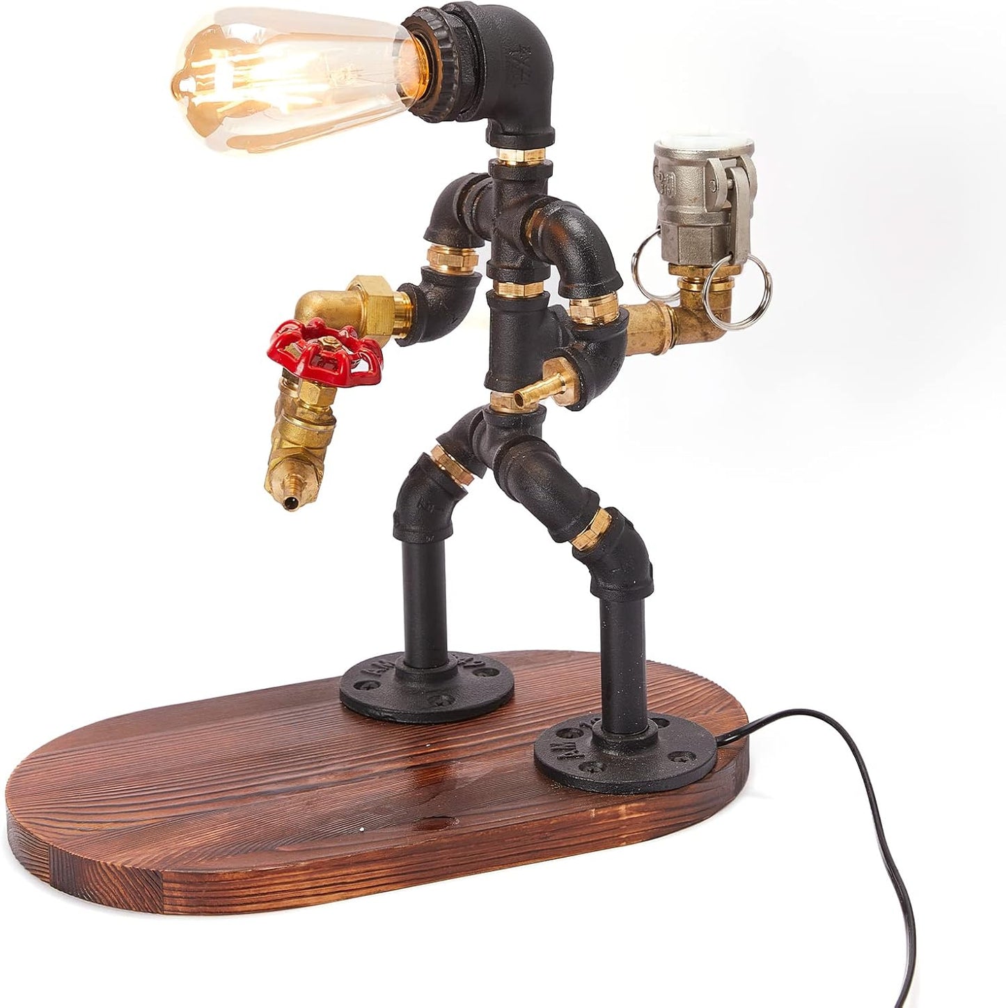 👾Steampunk Handcrafted Liquor Dispenser with Pipe Robot Lamp, Alcohol Whisky Wine dispenser, Industrial Whiskey Holder