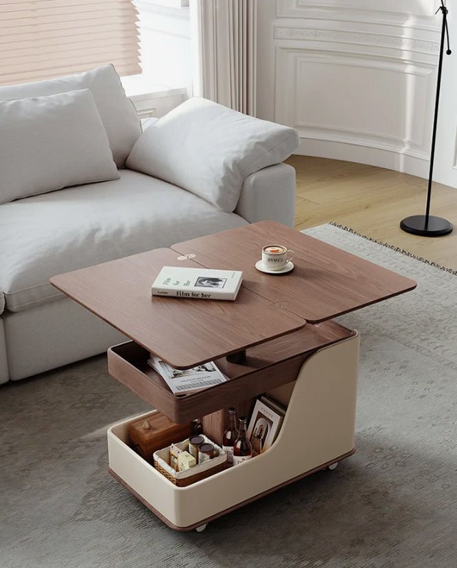✨Modern Adjustable Height Multi-Function Walnut Coffee Table with Foldable