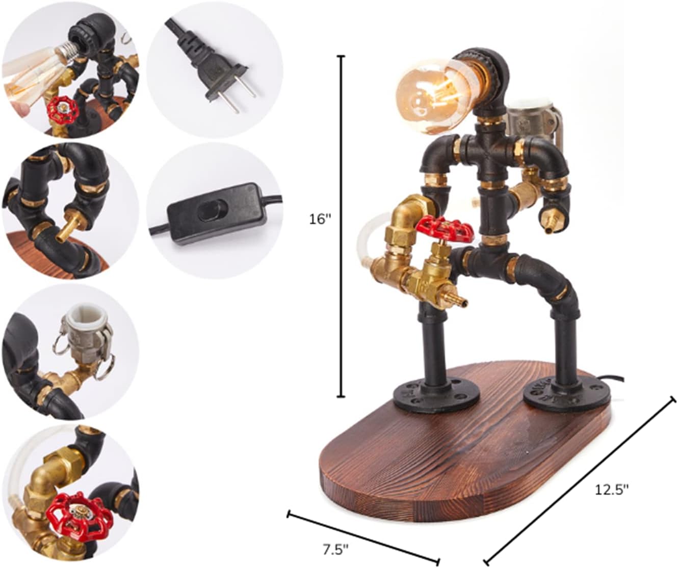 👾Steampunk Handcrafted Liquor Dispenser with Pipe Robot Lamp, Alcohol Whisky Wine dispenser, Industrial Whiskey Holder