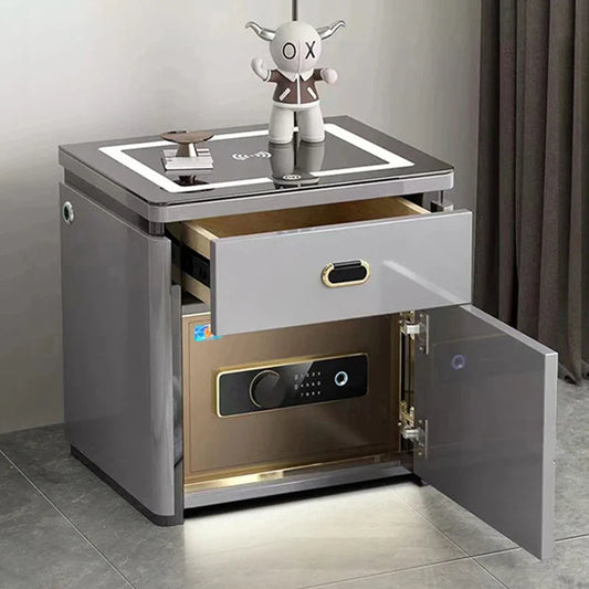 Smart Secure 3-Drawer Nightstand with Biometric Safe & LED Lighting