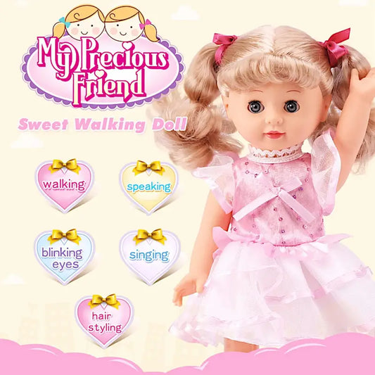 12" Princess Walking Doll Interactive Vinyl Toy Baby Sonic Control Cuddly