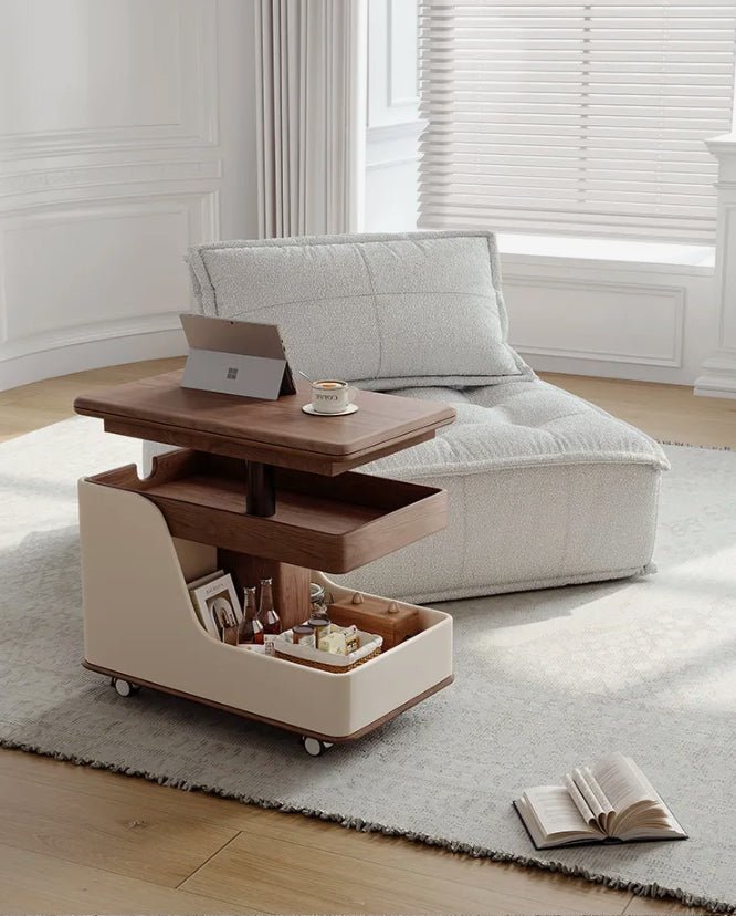 ✨Modern Adjustable Height Multi-Function Walnut Coffee Table with Foldable