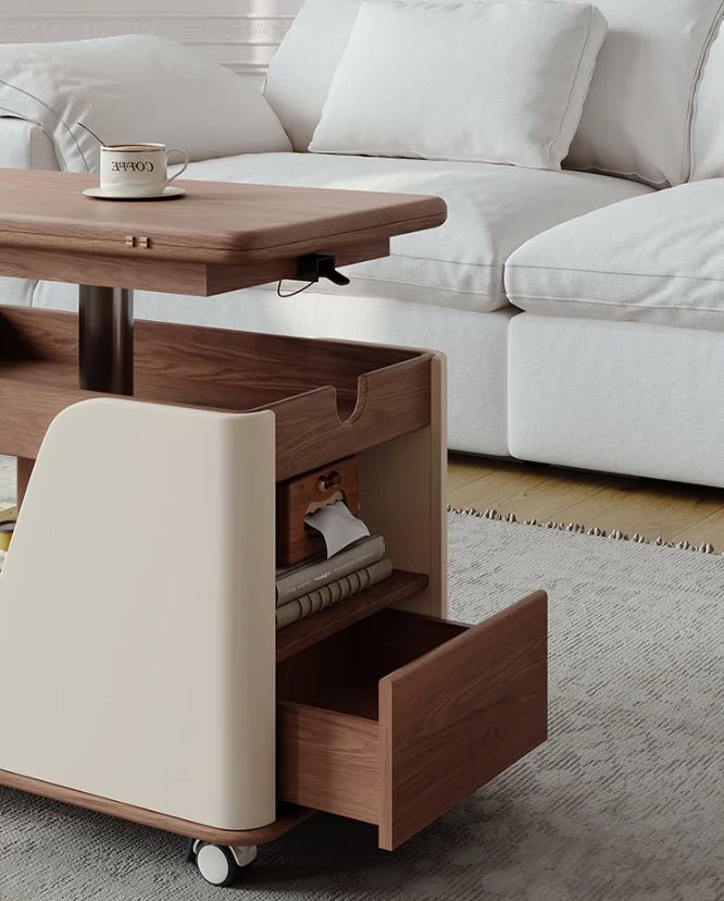 ✨Modern Adjustable Height Multi-Function Walnut Coffee Table with Foldable